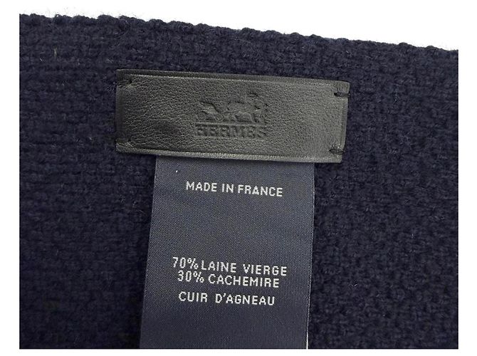 Hermès Hermes Schal aus Wolle und Kaschmir Marineblau - Ansicht 8