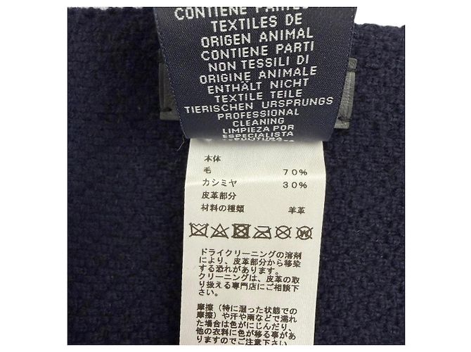 Hermès Hermes Schal aus Wolle und Kaschmir Marineblau - Ansicht 9