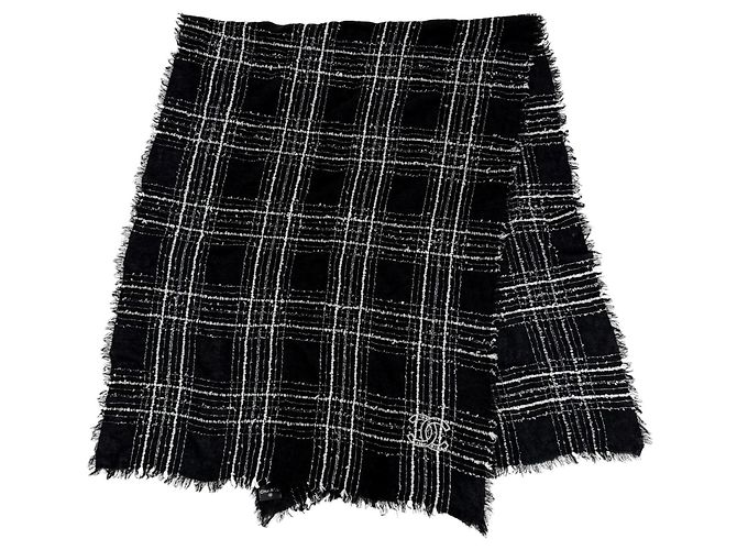 Timeless Stola/Sciarpa Chanel 23B in misto cashmere e seta Nero - vista 3