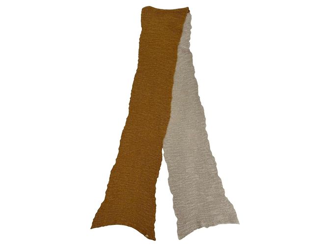 Timeless Stola Chanel in misto alpaca e lino Marrone Beige - vista 3