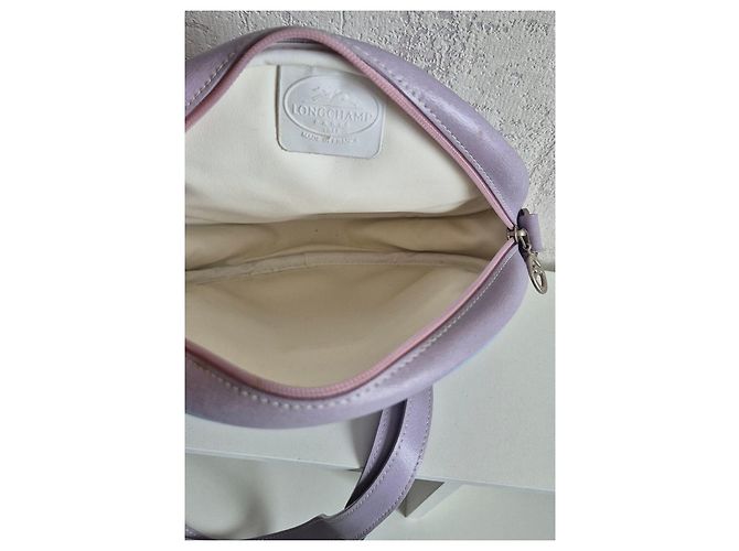 Longchamp Borsa a Tracolla Rotonda in Pelle Lavanda Porpora - vista 10
