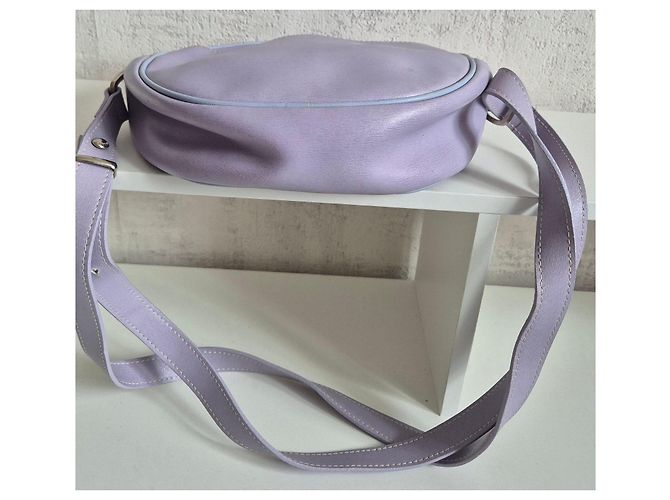 Longchamp Borsa a Tracolla Rotonda in Pelle Lavanda Porpora - vista 8