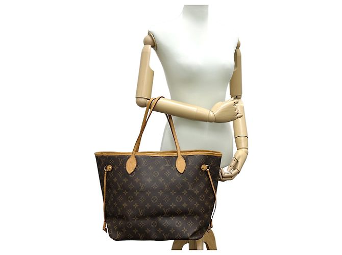 Neverfull Borsa Tote Louis Vuitton Monogram Marrone - vista 7