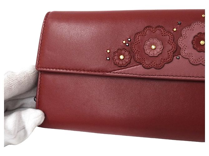 Cartera de piel de doble pliegue Bottega Veneta Rosa Roja - vista 11