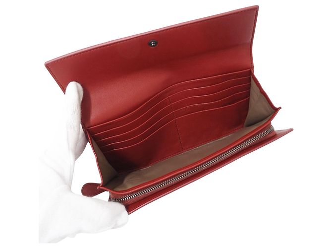Cartera de piel de doble pliegue Bottega Veneta Rosa Roja - vista 4