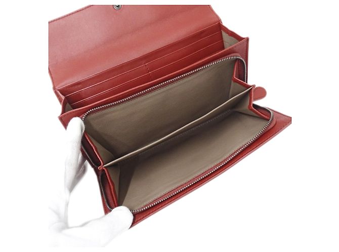 Cartera de piel de doble pliegue Bottega Veneta Rosa Roja - vista 7