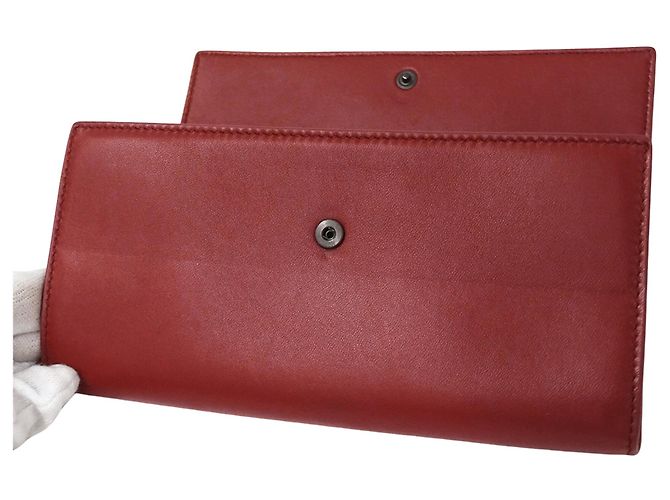 Cartera de piel de doble pliegue Bottega Veneta Rosa Roja - vista 9