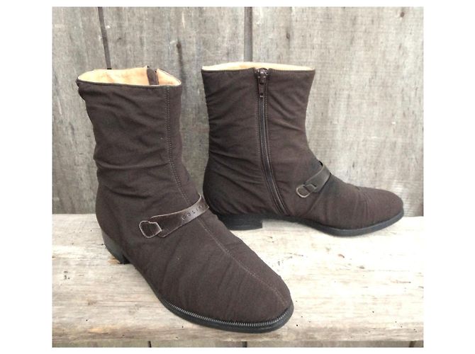 Céline CELINE vintage braune Canvas-Stiefel - Ansicht 2