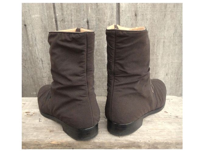 Céline CELINE vintage braune Canvas-Stiefel - Ansicht 4