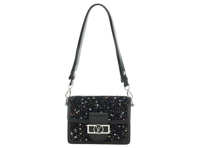 Borsa LOUIS VUITTON Daufine MINI Bag Tweed Black Silver M55491 LV Auth 189783SAM Nero Argento - vista 13
