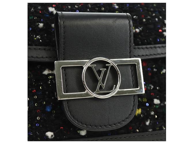 Borsa LOUIS VUITTON Daufine MINI Bag Tweed Black Silver M55491 LV Auth 189783SAM Nero Argento - vista 19