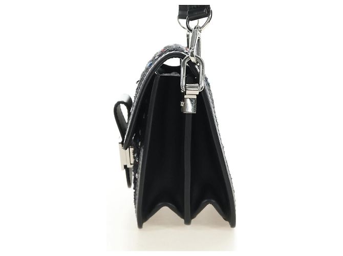 Borsa LOUIS VUITTON Daufine MINI Bag Tweed Black Silver M55491 LV Auth 189783SAM Nero Argento - vista 3