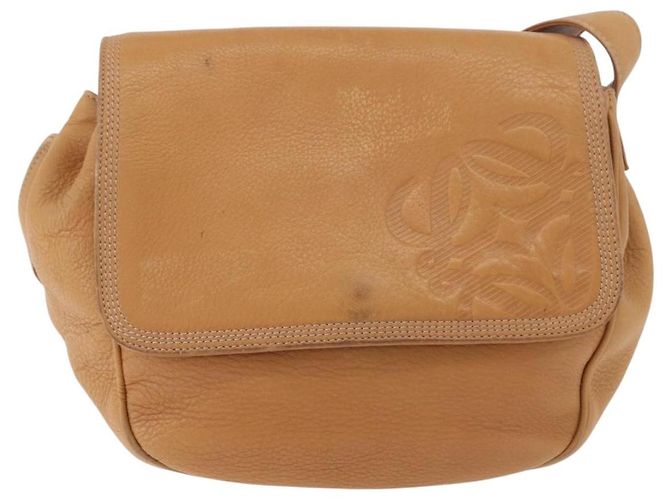LOEWE Anagram Shoulder Bag Leather Beige Gold Auth 190988 D'oro - vista 13