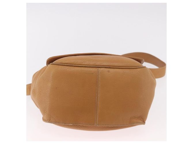 LOEWE Anagram Shoulder Bag Leather Beige Gold Auth 190988 D'oro - vista 6