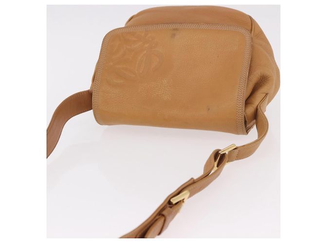LOEWE Anagram Shoulder Bag Leather Beige Gold Auth 190988 D'oro - vista 7