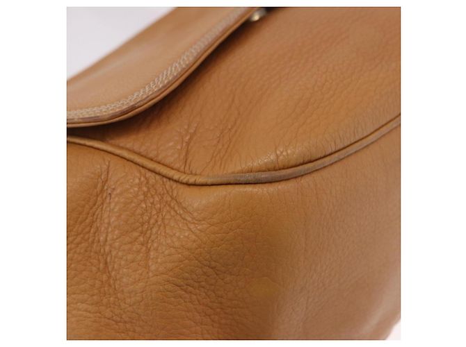 LOEWE Anagram Shoulder Bag Leather Beige Gold Auth 190988 D'oro - vista 9