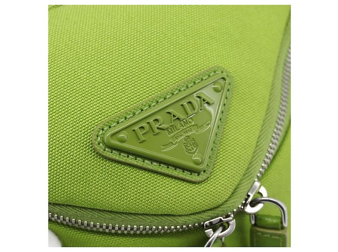 Borsa a Spalla PRADA in Tela Verde Argento Auth 191654SV - vista 18