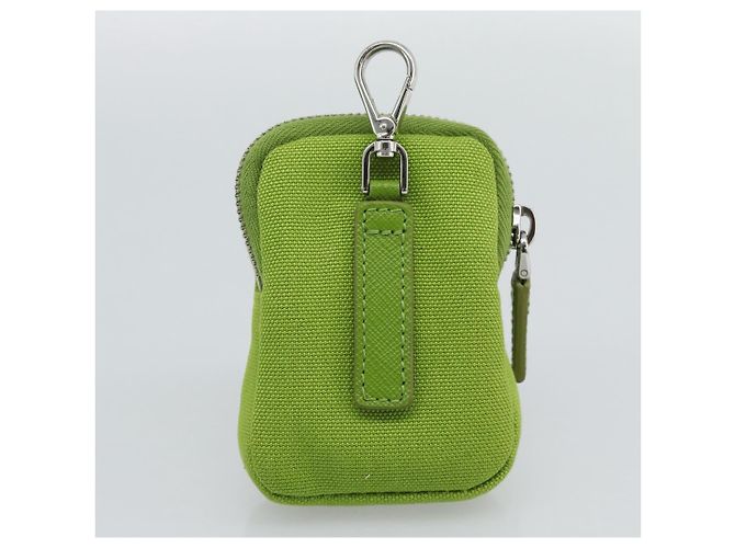 Borsa a Spalla PRADA in Tela Verde Argento Auth 191654SV - vista 25