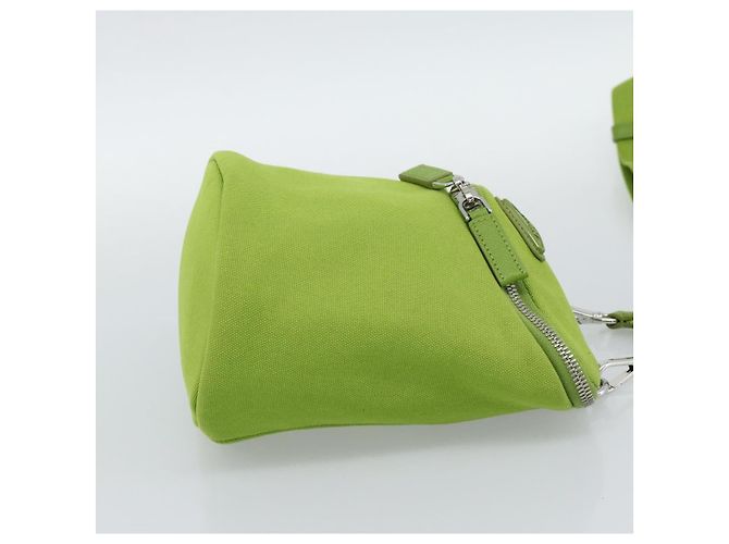 Borsa a Spalla PRADA in Tela Verde Argento Auth 191654SV - vista 4