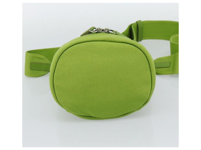 Borsa a Spalla PRADA in Tela Verde Argento Auth 191654SV - vista 5