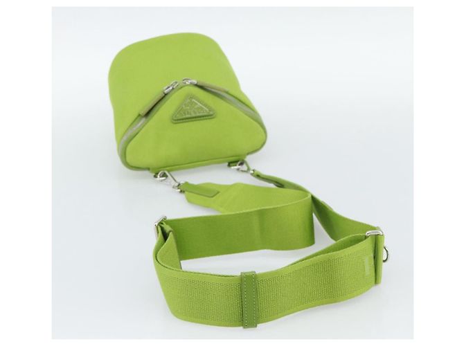 Borsa a Spalla PRADA in Tela Verde Argento Auth 191654SV - vista 7