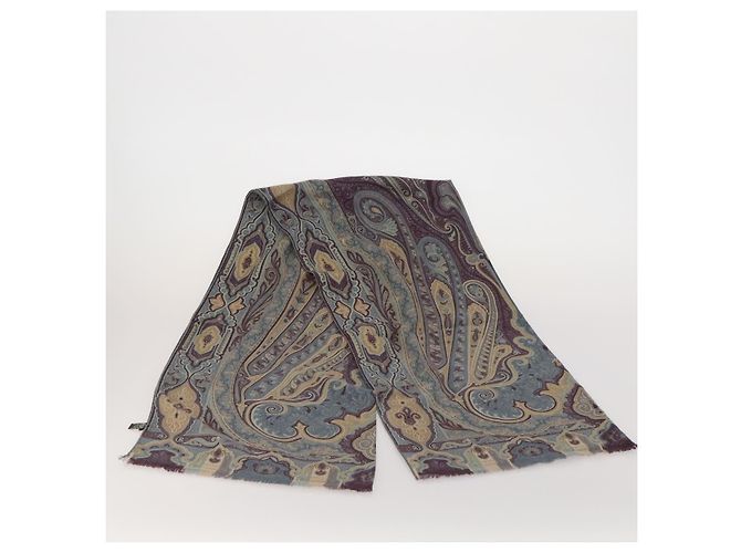 Sciarpa ETRO in seta e lana, set da 3, Marrone Blu Verde Autentica am11771 - vista 3