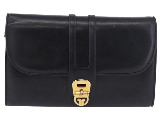 Borsa a Spalla con Catena GUCCI in Pelle Blu Navy e Oro Auth ep15061 D'oro - vista 13