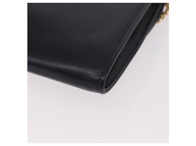 Borsa a Spalla con Catena GUCCI in Pelle Blu Navy e Oro Auth ep15061 D'oro - vista 17