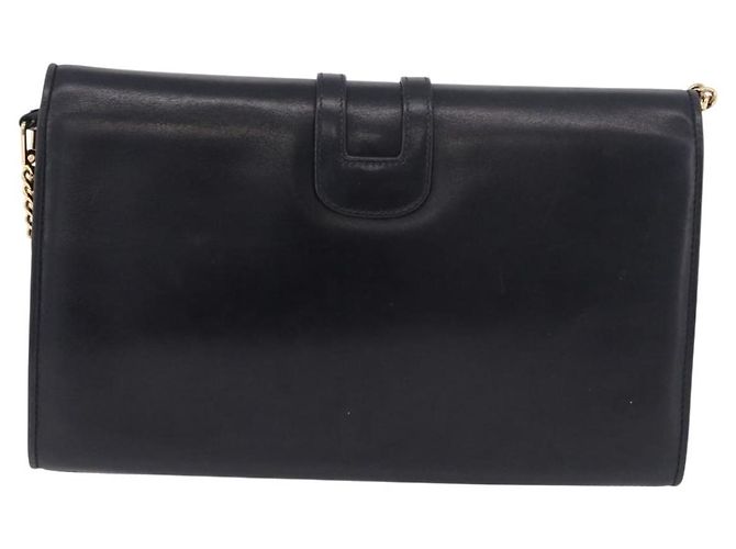 Borsa a Spalla con Catena GUCCI in Pelle Blu Navy e Oro Auth ep15061 D'oro - vista 2