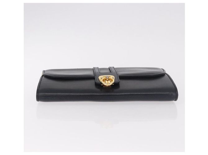 Borsa a Spalla con Catena GUCCI in Pelle Blu Navy e Oro Auth ep15061 D'oro - vista 5