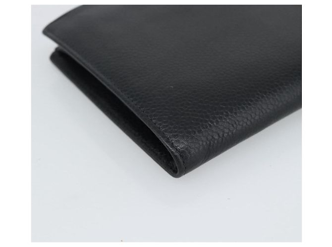 CHANEL COCO Mark Langgeldbörse Caviar Leder Schwarz Gold CC Auth 191387V Golden - Ansicht 16