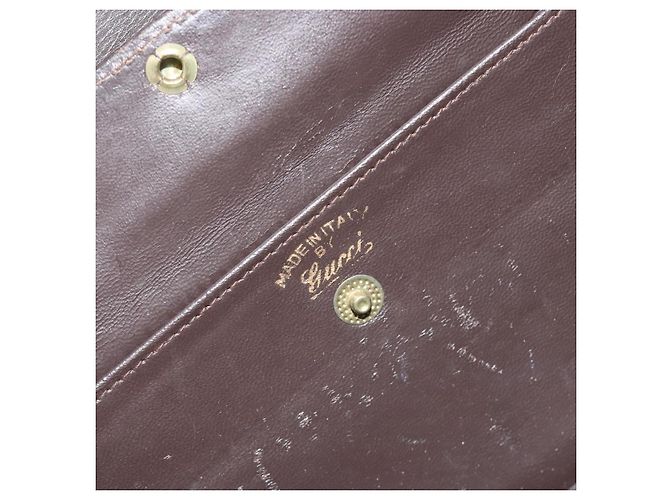 Clutch GUCCI in pelle marrone oro Auth 186593 D'oro - vista 11