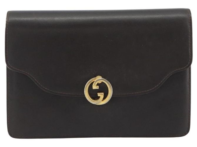 Clutch GUCCI in pelle marrone oro Auth 186593 D'oro - vista 13