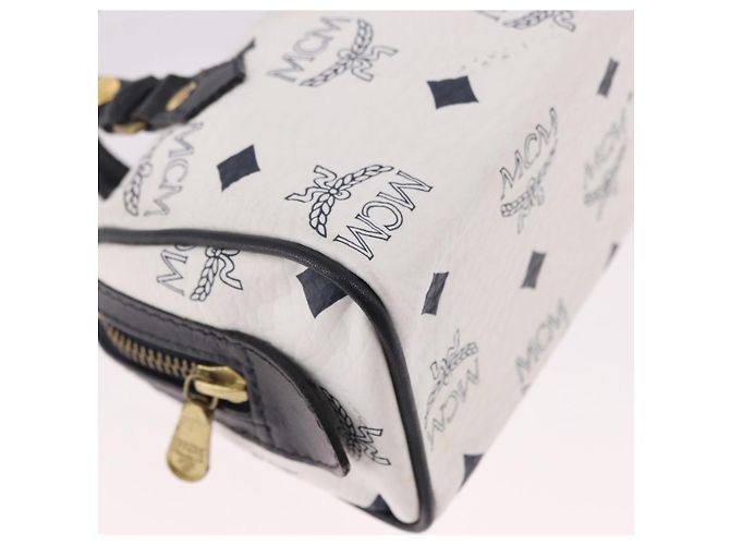 Borsa Mini Boston Vicetos MCM in PVC e pelle White Gold Auth 191656A Bianco D'oro - vista 10