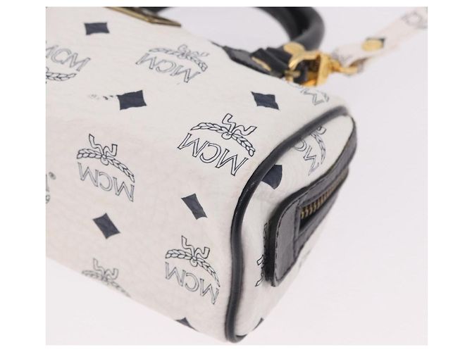 Borsa Mini Boston Vicetos MCM in PVC e pelle White Gold Auth 191656A Bianco D'oro - vista 16