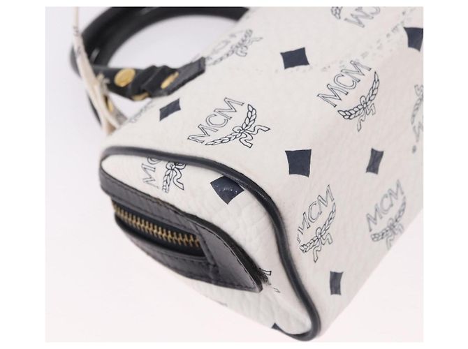 Borsa Mini Boston Vicetos MCM in PVC e pelle White Gold Auth 191656A Bianco D'oro - vista 17