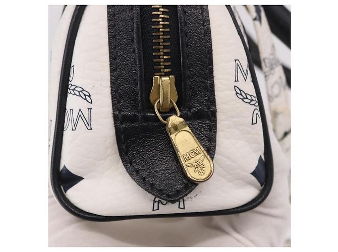 Borsa Mini Boston Vicetos MCM in PVC e pelle White Gold Auth 191656A Bianco D'oro - vista 19