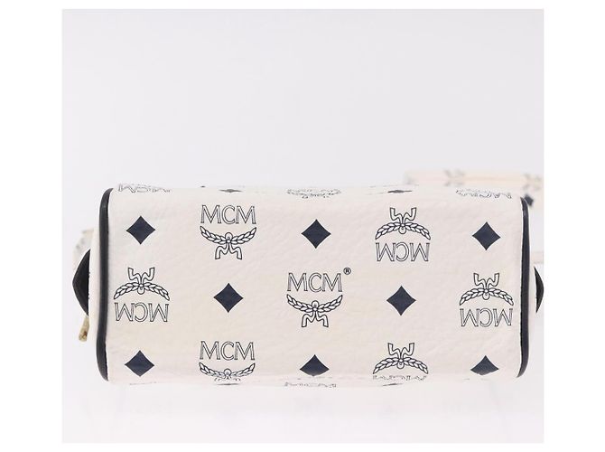 Borsa Mini Boston Vicetos MCM in PVC e pelle White Gold Auth 191656A Bianco D'oro - vista 5