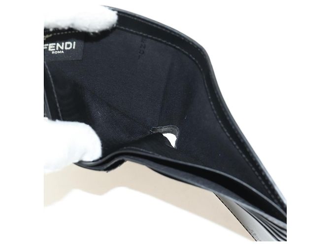 FENDI Cartera Bifold Zucca Canvas Cuero Verde Negro Auth BA13848A - vista 10
