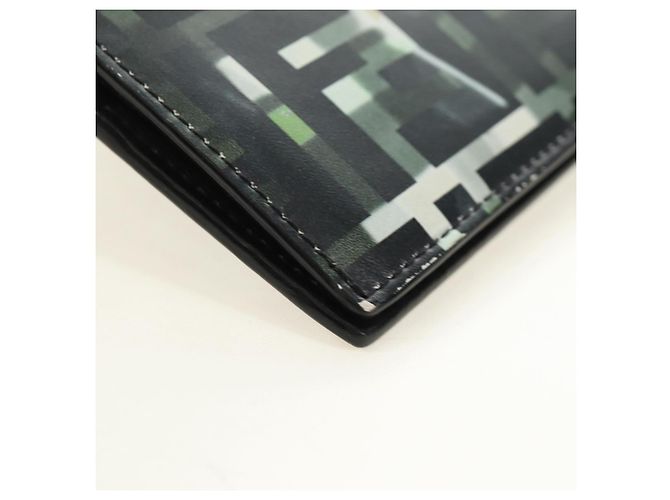 FENDI Cartera Bifold Zucca Canvas Cuero Verde Negro Auth BA13848A - vista 15