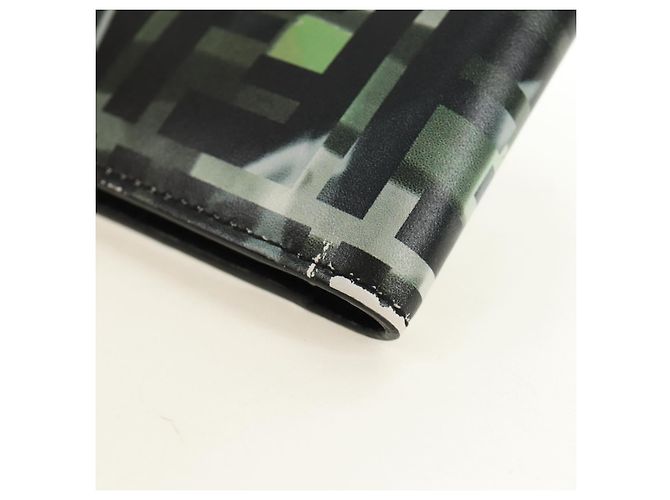 FENDI Cartera Bifold Zucca Canvas Cuero Verde Negro Auth BA13848A - vista 16