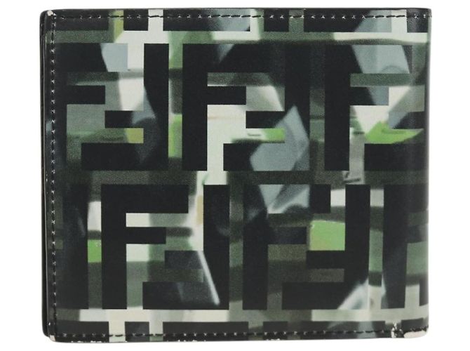 FENDI Cartera Bifold Zucca Canvas Cuero Verde Negro Auth BA13848A - vista 2