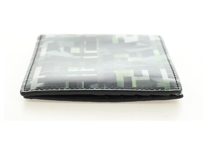 FENDI Cartera Bifold Zucca Canvas Cuero Verde Negro Auth BA13848A - vista 3