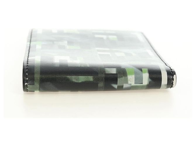 FENDI Cartera Bifold Zucca Canvas Cuero Verde Negro Auth BA13848A - vista 4