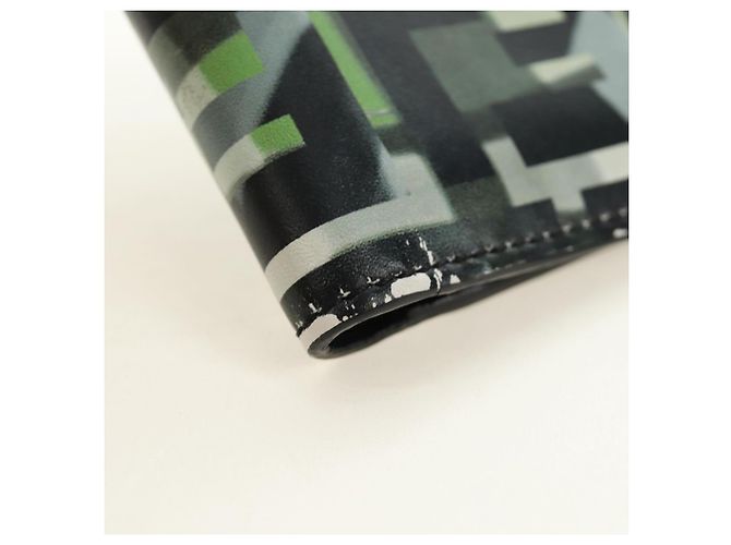 FENDI Cartera Bifold Zucca Canvas Cuero Verde Negro Auth BA13848A - vista 7