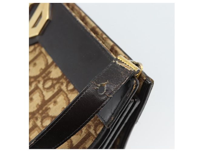 Borsa a tracolla Christian Dior Trotter Canvas Beige Oro Auth 190611 D'oro - vista 10