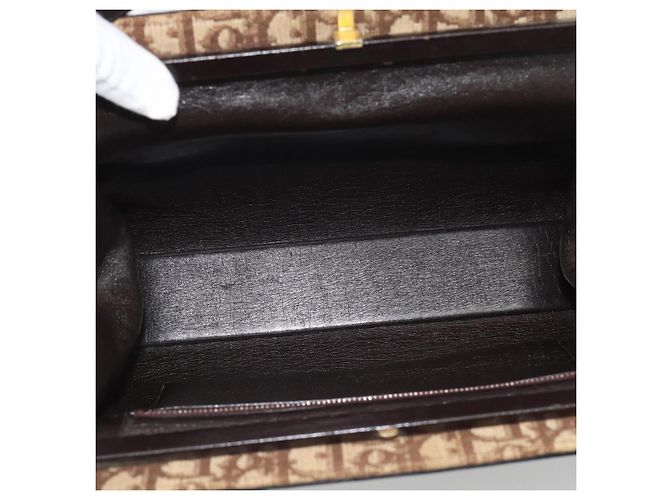 Borsa a tracolla Christian Dior Trotter Canvas Beige Oro Auth 190611 D'oro - vista 12