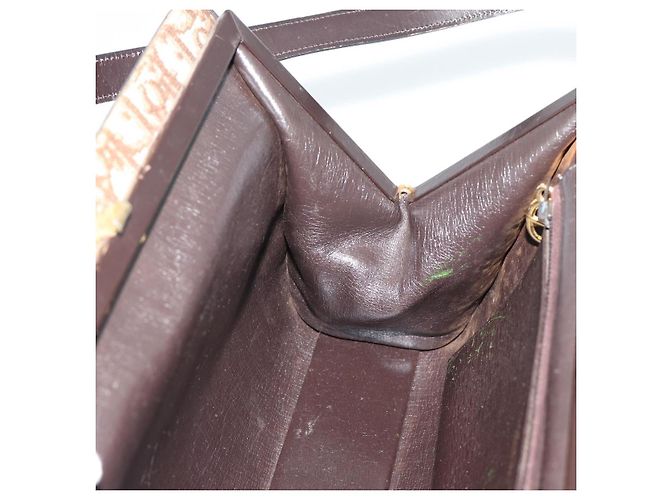 Borsa a tracolla Christian Dior Trotter Canvas Beige Oro Auth 190611 D'oro - vista 18