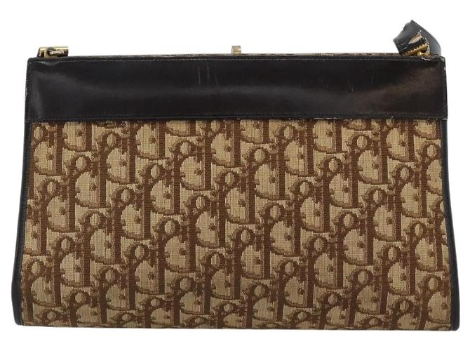 Borsa a tracolla Christian Dior Trotter Canvas Beige Oro Auth 190611 D'oro - vista 2