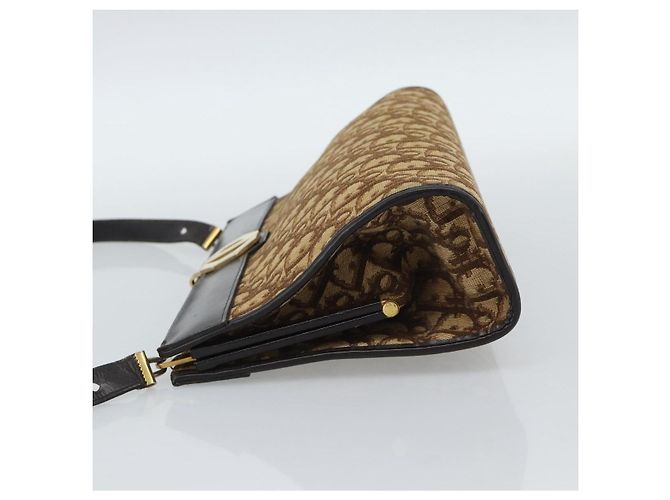 Borsa a tracolla Christian Dior Trotter Canvas Beige Oro Auth 190611 D'oro - vista 3
